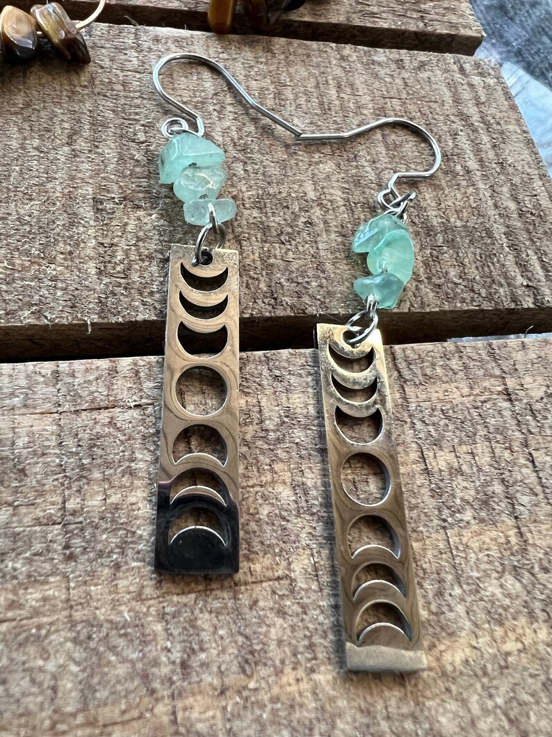 Phases of the Moon Gemstone Earrings image 4