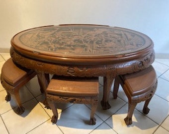 Vintage Carved Chinese Table