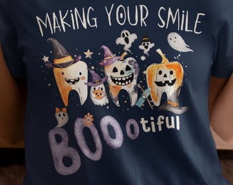 Camiseta de Halloween para dentistas, camiseta de dientes espeluznantes, regalo para dentistas