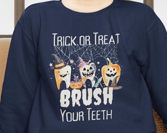 Sudadera de Halloween con temática dental, suéter divertido con dientes espeluznantes, regalo para consultorio dental