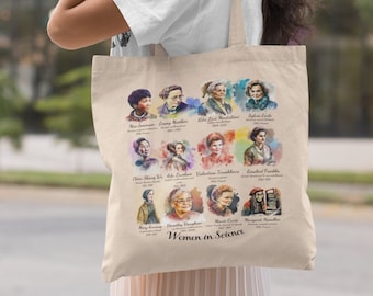 Women in Science Tote Bag: Watercolor STEM Art Gift