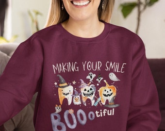 Sudadera divertida de Halloween con temática dental, camiseta de dentista espeluznante