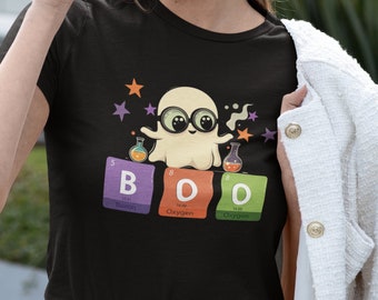 Camiseta de fantasma de la tabla periódica, camiseta de laboratorio de química de Halloween