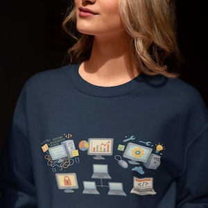 Coding Computer Sweatshirt, IT Cyber Security System Administrator Funny Gift, Data Analyst Engineering Student, Geeky Tech Laptop Lover