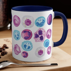 Taza para estudiantes de enfermería de hematología y oncología, obsequio de células sanguíneas, obsequio de laboratorio de ciencias médicas, obsequio de biólogo celular de la escuela de medicina MLT