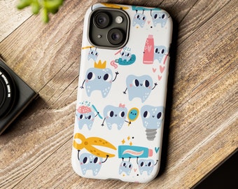 Funny Dental Phone Case: Cartoon Teeth Design, Hygienist Gift