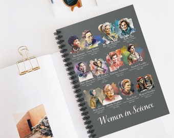 Women in Science Spiral Notebook, Watercolor STEM Portraits