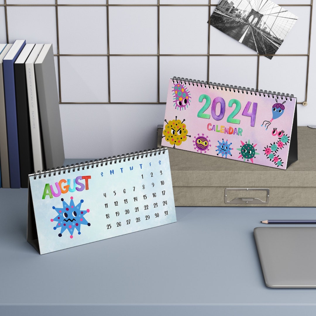Microbiology Biology Art Calendar 2024 Monthly Watercolor Pathogen