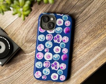 Estuche para teléfono con células sanguíneas en acuarela, regalo de ciencia médica