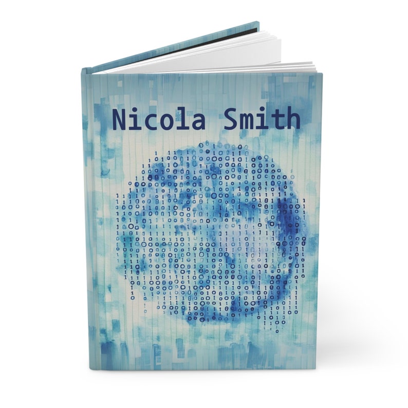 Personalized coding journal with watercolor designs featuring coding elements. Ideal for computer coders, software engineers, and tech enthusiasts. Perfect as a programmer gift, developer notebook, or for computer engineering students.