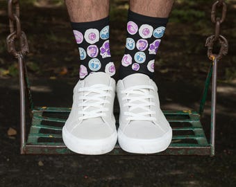 Hematology Blood Cell Socks, Pathologist Biology Lab Scientist Medical Student Microscope Cells, Science Nerd Gift