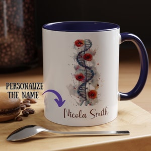 DNA Double Helix Gift, Custom DNA Gifts, Personalized Molecular Biology Mug, Genetics Biochemistry Genealogy PhD Gift