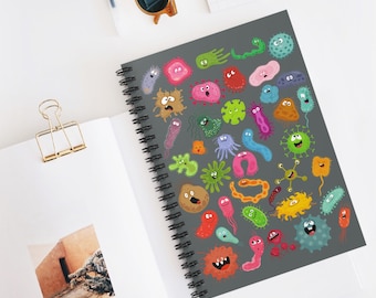 Cuaderno espiral de microbiología: diseño de bacterias y virus