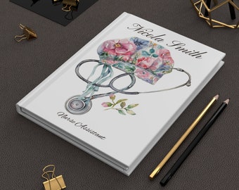 Diario médico personalizado: Estetoscopio floral, regalo para enfermera o doctora