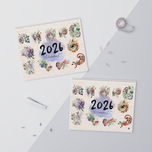 Anatomy Art 2026 Wall Calendar, Floral Watercolor Anatomy Art Gift, Clinical Doctor Nursing Office Decor, Medical Student Appreciation Gift
