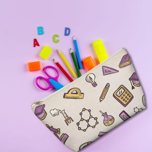 Trousse personnalisée pour professeur de sciences, trousse personnalisée pour étudiant, cadeau personnalisé pour professeur de laboratoire STEM, cartable d'accessoires de maquillage