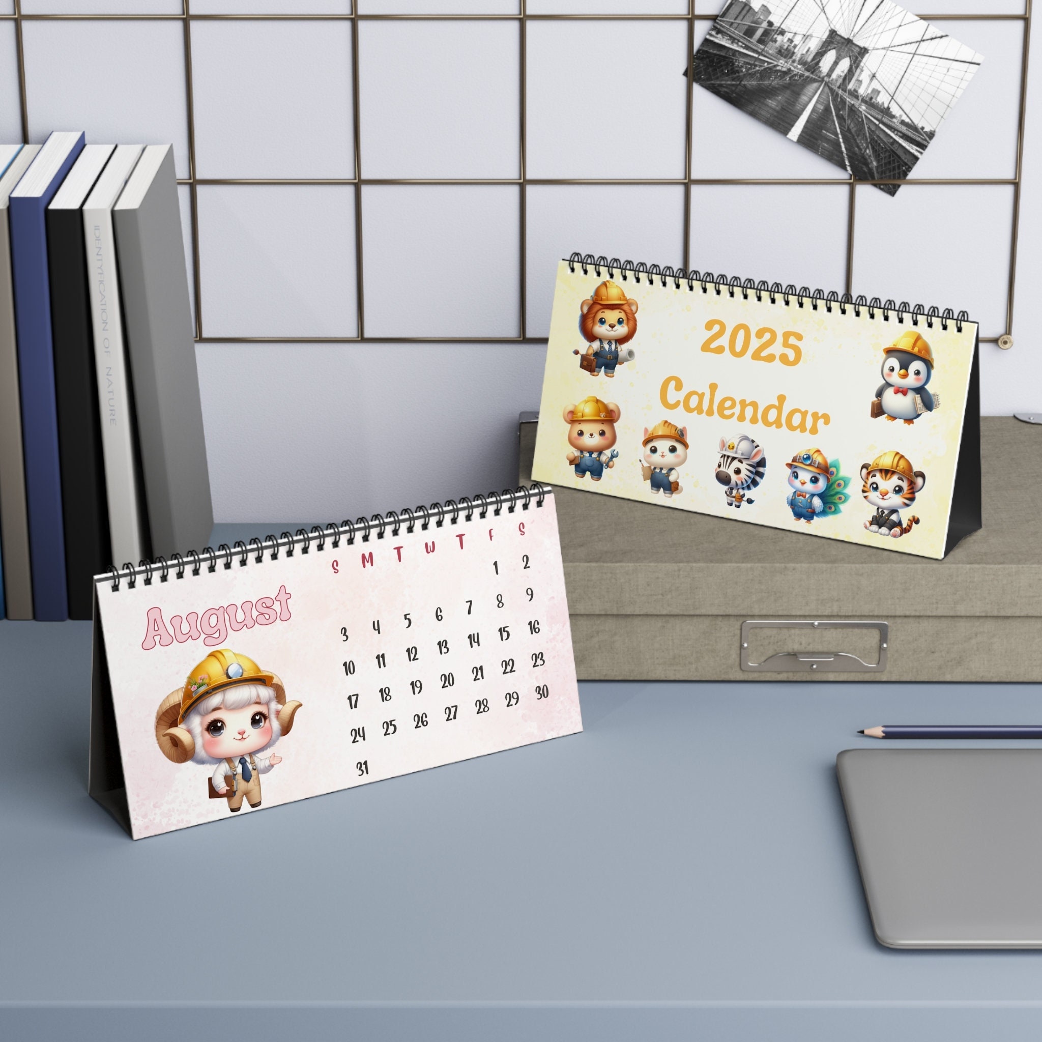 2025 Engineering Animals Desk Calendar, Homeschool Classroom Kids Calendar, Engineering School Student Planner 2025 Gift