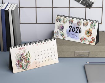 Anatomy Art 2026 Desk Calendar: Medical Watercolor Illustrations, Nursing Office Decor