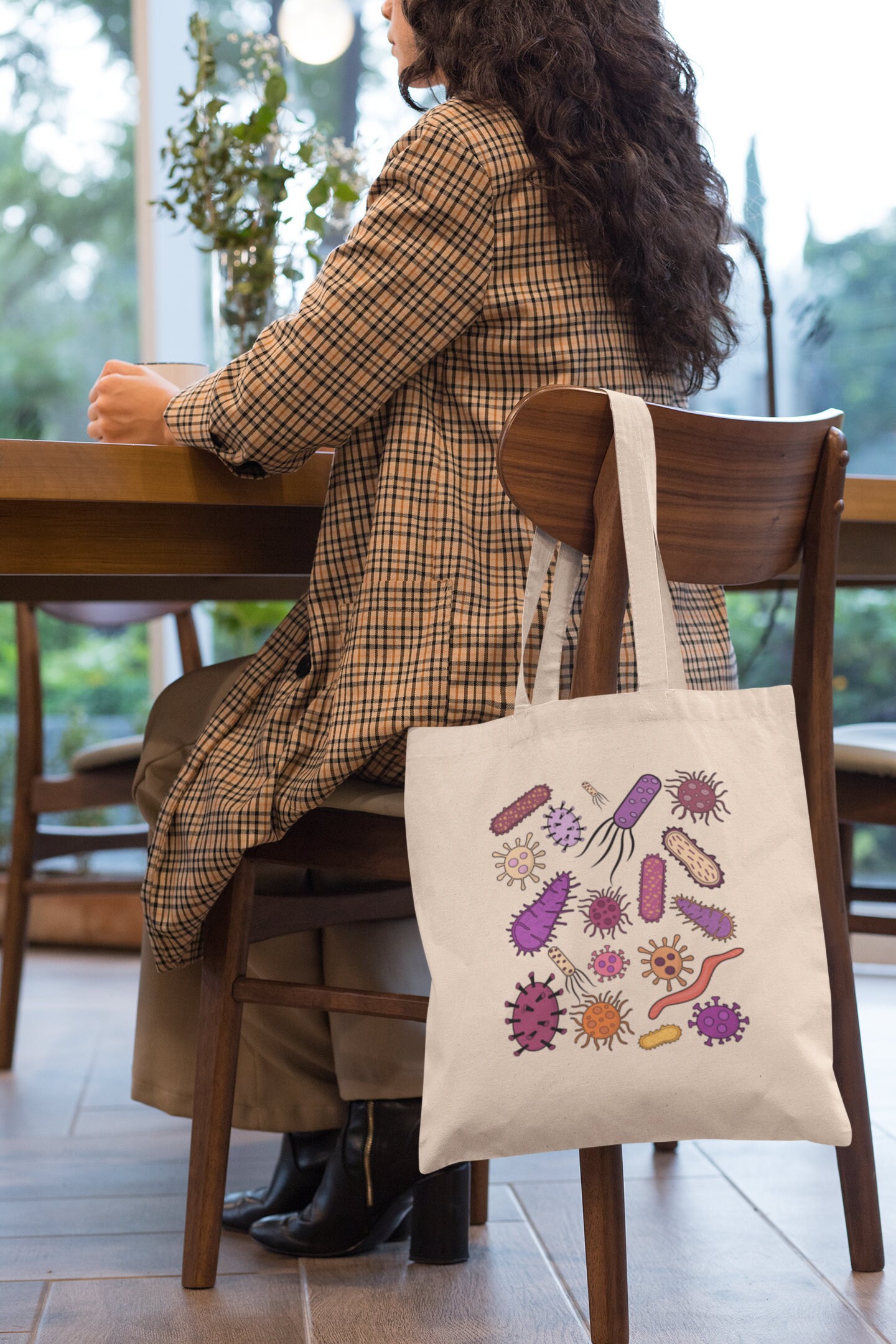 Olallà Shopper Bag di Tela per Maestra - di Cotone con Stampa Illustrata – Idea Regalo Fine Anno Scolastico (Naturale
