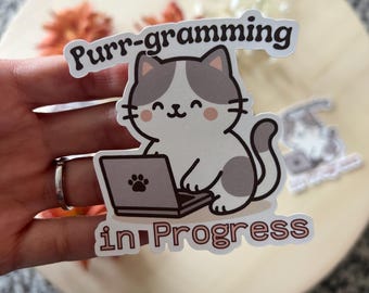 Purrgramer Cat Vinyl Sticker: Nerdy Programmer Gift