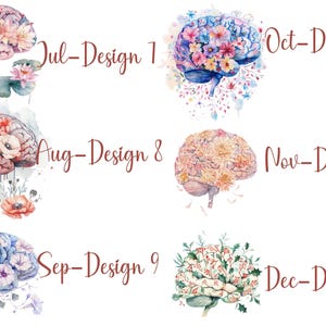 Watercolor Brain Art Journal with floral brain anatomy design. Features birth month floral patterns, customizable name option, perfect for psychology students, medical students, neurologists, ICU nurses, and neurosurgery professionals. Ideal for note-taking, therapy sessions, and cognitive science studies. Personalized journal celebrating brain anatomy and neuroscience.