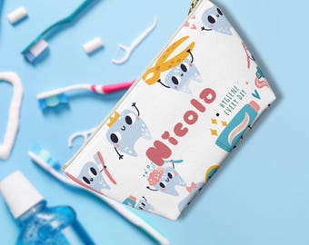 Personalized Dental Accessory Pouch: Tooth Illustration Cosmetic Bag