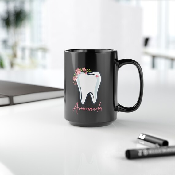 Personalisierte Zahnputzbecher: Blumenzahn, Zahnarzt / Hygieniker Geschenk