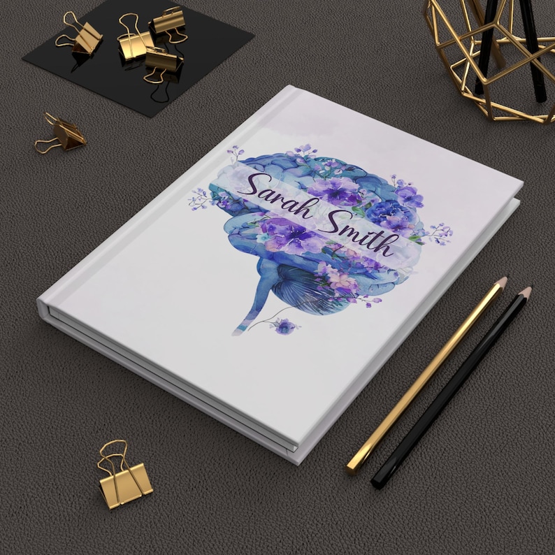 Watercolor Brain Art Journal with floral brain anatomy design. Features birth month floral patterns, customizable name option, perfect for psychology students, medical students, neurologists, ICU nurses, and neurosurgery professionals. Ideal for note-taking, therapy sessions, and cognitive science studies. Personalized journal celebrating brain anatomy and neuroscience.