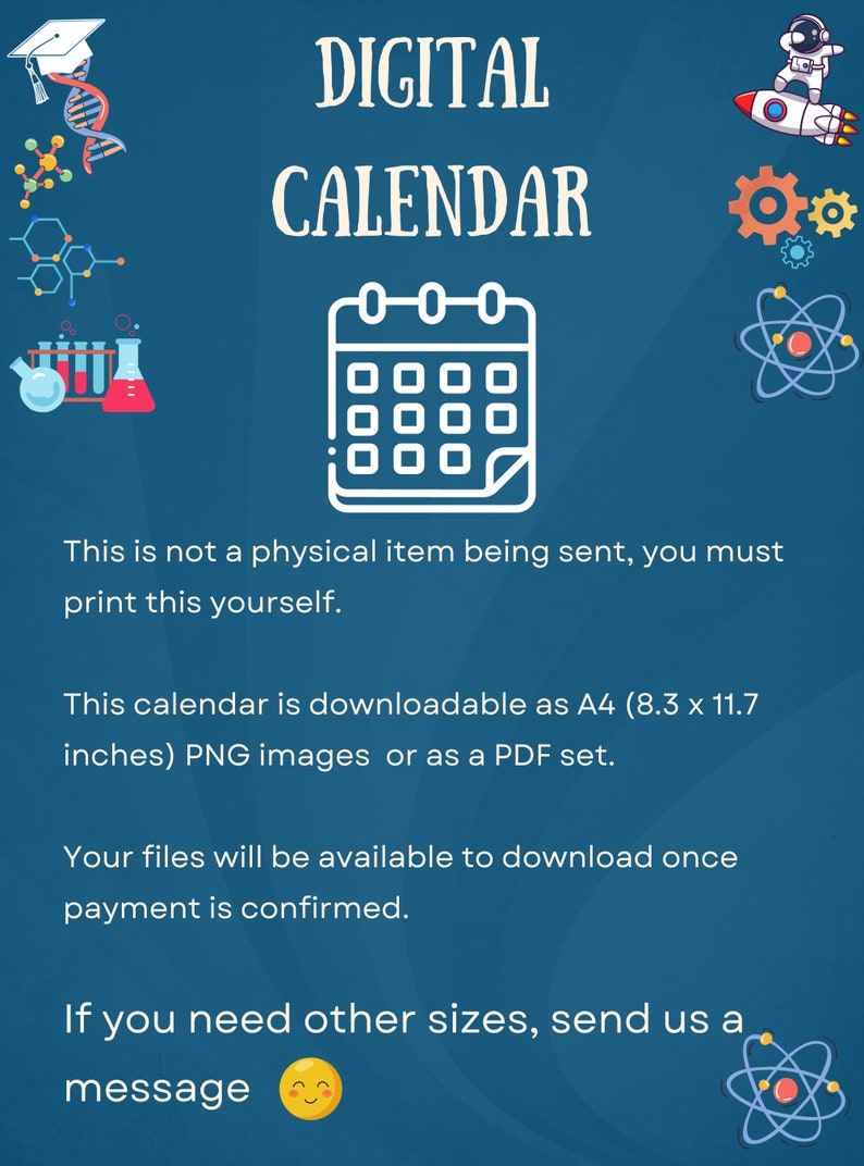 Printable 2024 Microbiology Calendar Digital Science Teacher Small Wall