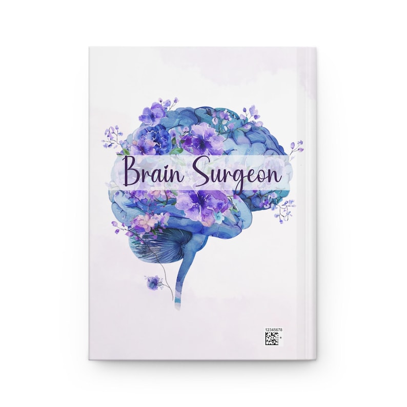 Watercolor Brain Art Journal with floral brain anatomy design. Features birth month floral patterns, customizable name option, perfect for psychology students, medical students, neurologists, ICU nurses, and neurosurgery professionals. Ideal for note-taking, therapy sessions, and cognitive science studies. Personalized journal celebrating brain anatomy and neuroscience.