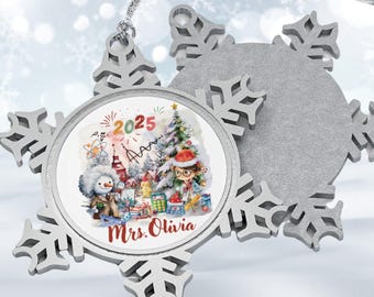 Personalisierte Physik Lehrer Schneeflocke Ornament, STEM Weihnachtsgeschenk