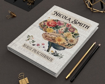 Cuaderno retro personalizado vintage para educación sobre anatomía cerebral, diario cerebral, regalo de psicología escolar, neurología y psiquiatría