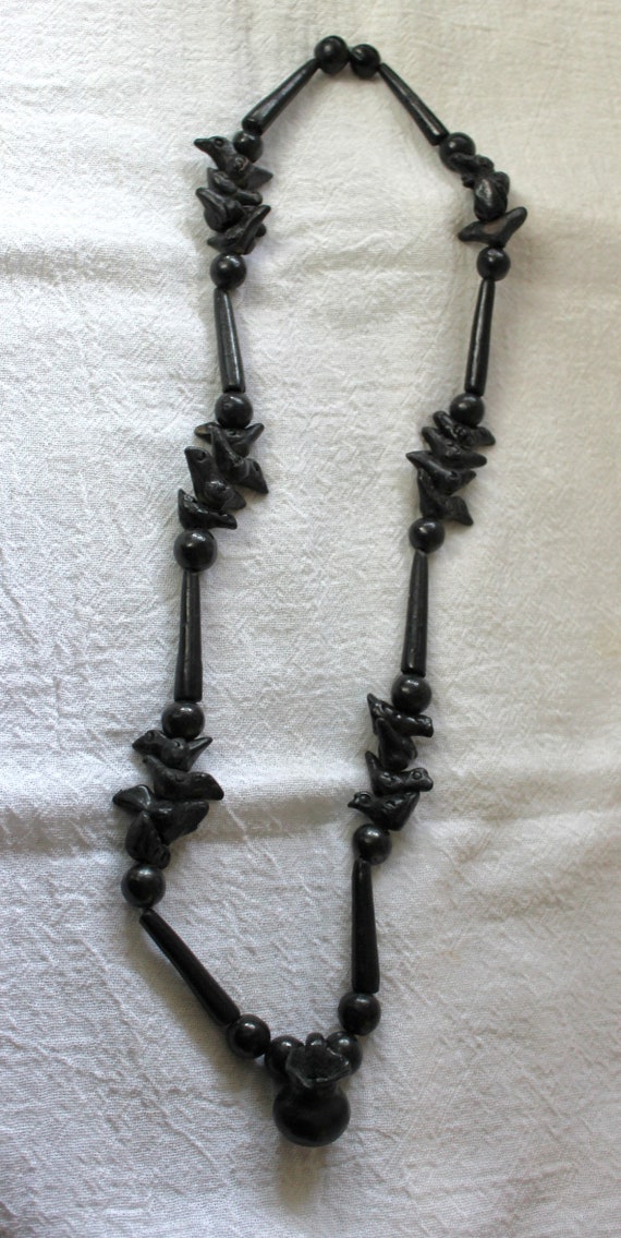 Vintage Oxaca Clay Bead Birds and Pitcher Necklace - image 2