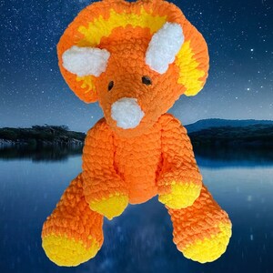 Handmade Crochet Triceratops Stuffed Animal