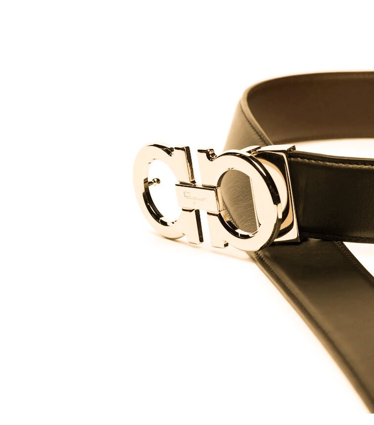 Ferragamo Men's Reversible Leather Belt with Beveled Gancini