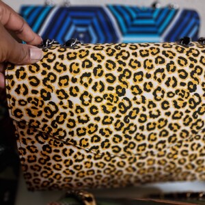 Leopard Print Africa Ankara Hand Bag /Tote/ Chain Handle style/ Top Handle style