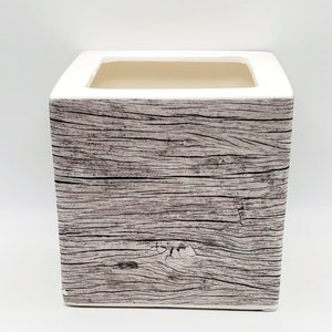 Wood-Look Cache Pot - Wood Bark Vase - Ceramic Wood Planter -