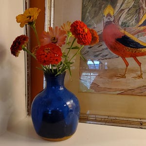 Rustic Cobalt Vase - Blue Jug Vase - Blue on Blue Vase