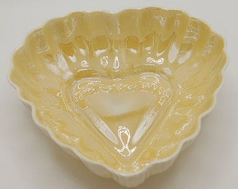 Irish Beleek Heart Bowl. So thin and fine with a soft yellow color.