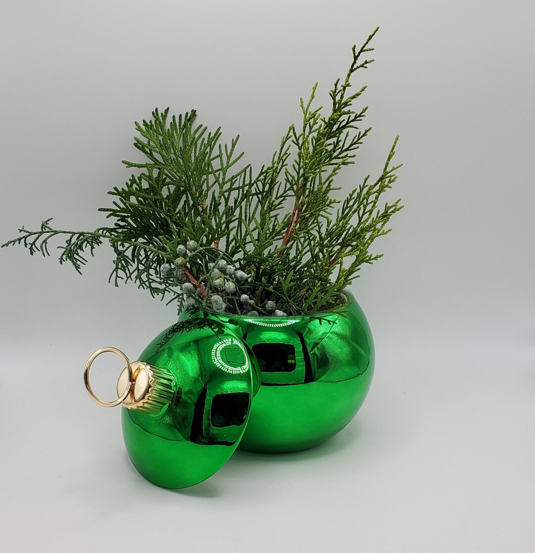 Christmas Ball Vase Green Christmas Ornament Vase Vintage Etsy
