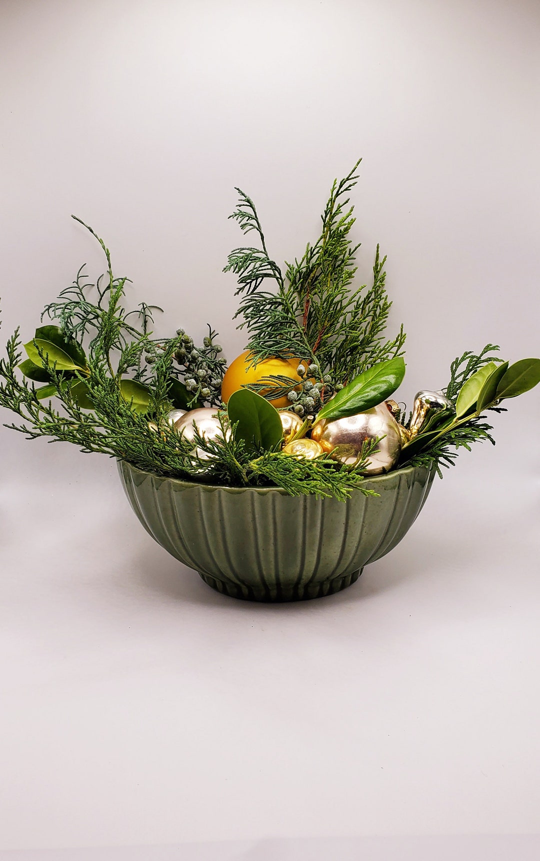 Christmas Centerpiece Bowl Haeger Art Pottery Vase Green Etsy