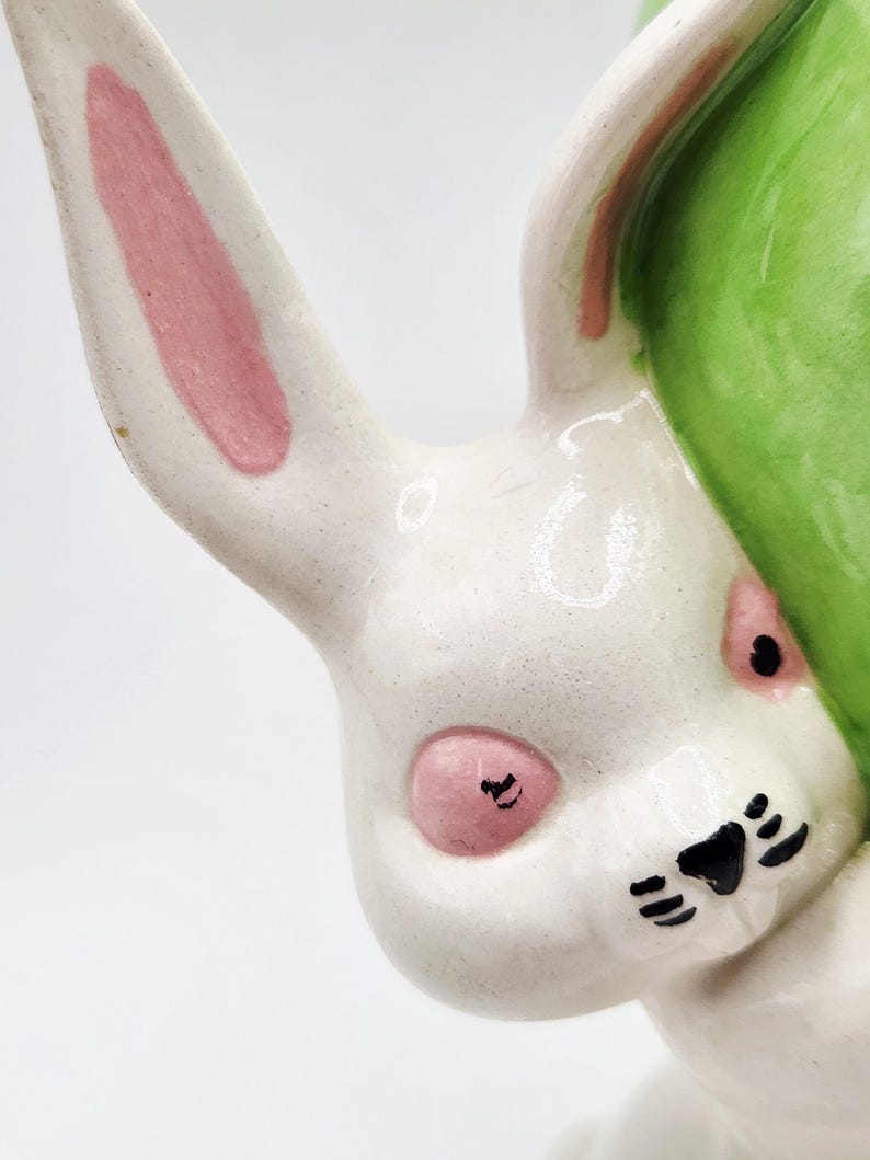 Easter Bunny Egg Holder, Vintage Hand-painted Figurine, 1980s Rabbit ...