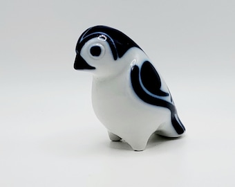 Blue White Porcelain Bird - Porsgrund Porcelain of Norway - Puffin Bird Figurine