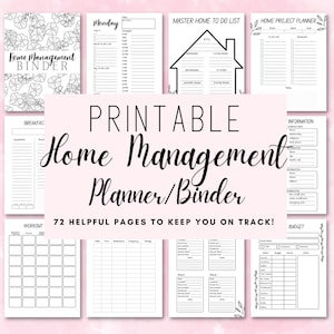 Home Management Binder, Household Binder, Home Binder, Printable Planner Inserts, Life Organizer