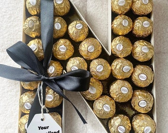 Personalised Ferrero Rocher Chocolate Filled Letters - Birthday - Father’s Day - congratulations - graduation - Get Well Soon - Gift