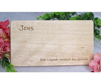 Personalized beech board for retirees on retirement, breakfast board, breakfast board with name and engraving