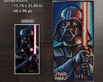 MOC Brick Blueprint of Darth Vader - Original portrait art work made with art sets, mosaic art