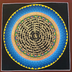 Soldes !!! Authentique - peint à la main - Mandala mantra lotus peinture tibétain thangka/thanka livraison gratuite