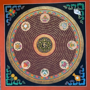 Sale !!! Geunine-hand painted- Om Asta Mandala Tibetan Thangka/Thanka Painting Free Delivery