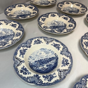 Vintage Johnson Bros Old Britain Castles IRONSTONE Tigela Azul Feito na Inglaterra